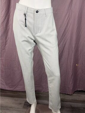 ZARA Mens Comfort Slim Gray Dress Pants 31x29 Textured Stretch Turkey EUC